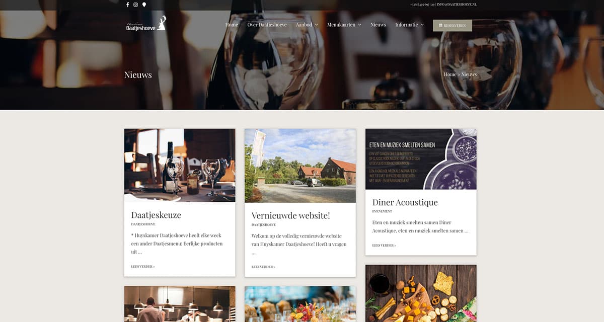 Website ontwikkeling voor Restaurant Huyskamer Daatjeshoeve