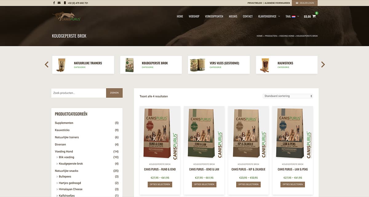 Webshop voor de natuurvoeding, snacks en supplementen