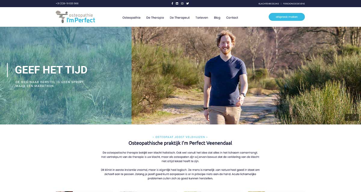 Responsive website voor Osteopaat I'mPerfect uit Veenendaal